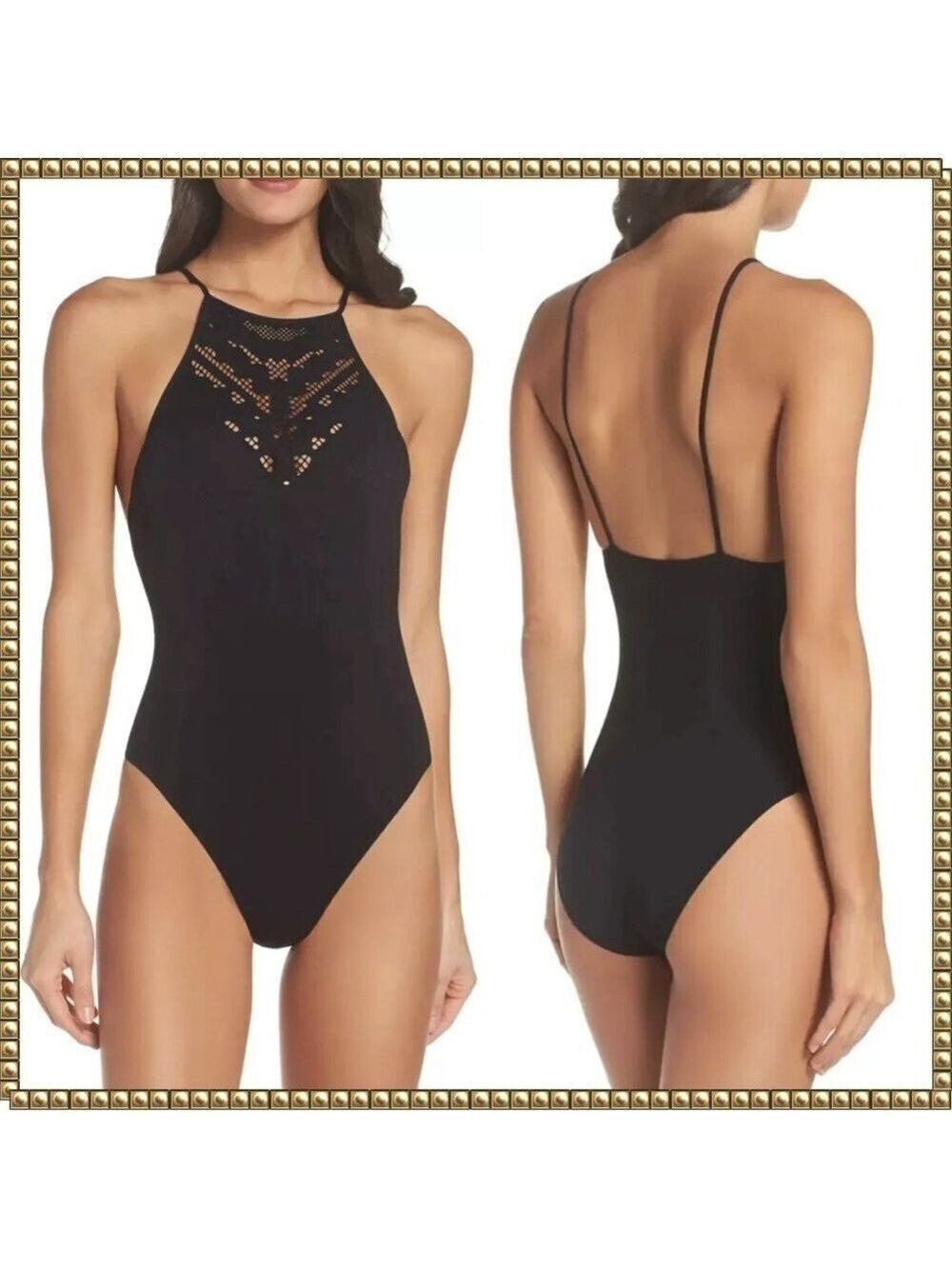 Free People Intimately Black Ribbed Bodysuit Medium Large